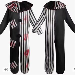Adult Evil Clown circus Cosplay Halloween Costume Men's Bloody Killer Carnival